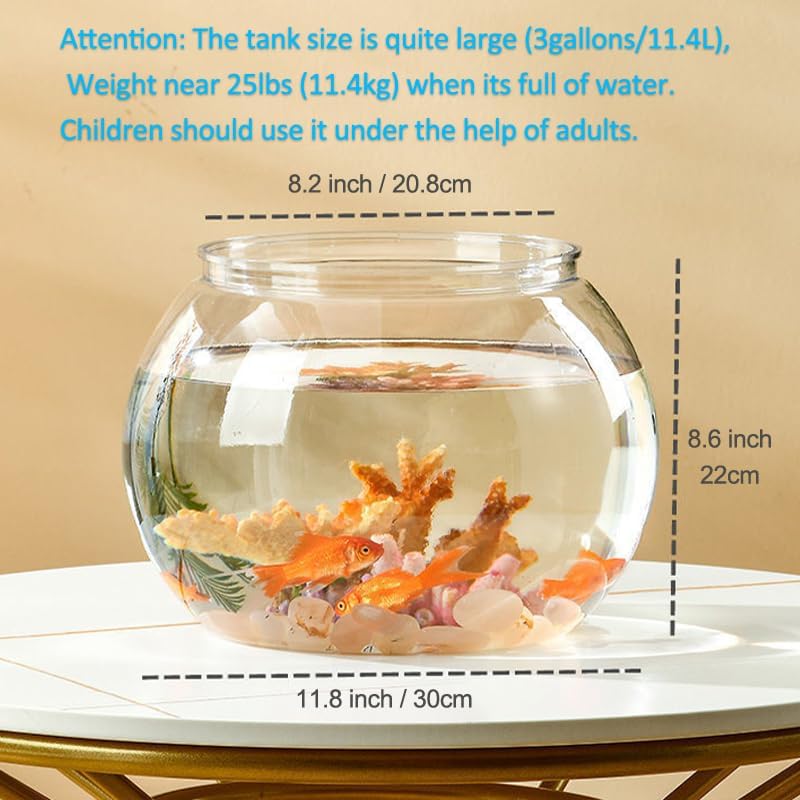 Newpol （Large Size） 3 Gallon Plastic Fish Bowl, Aquarium Fish Tank 11.5 Liters - Image 2